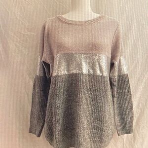 VENUS Pink and Gray Colorblock Sweater